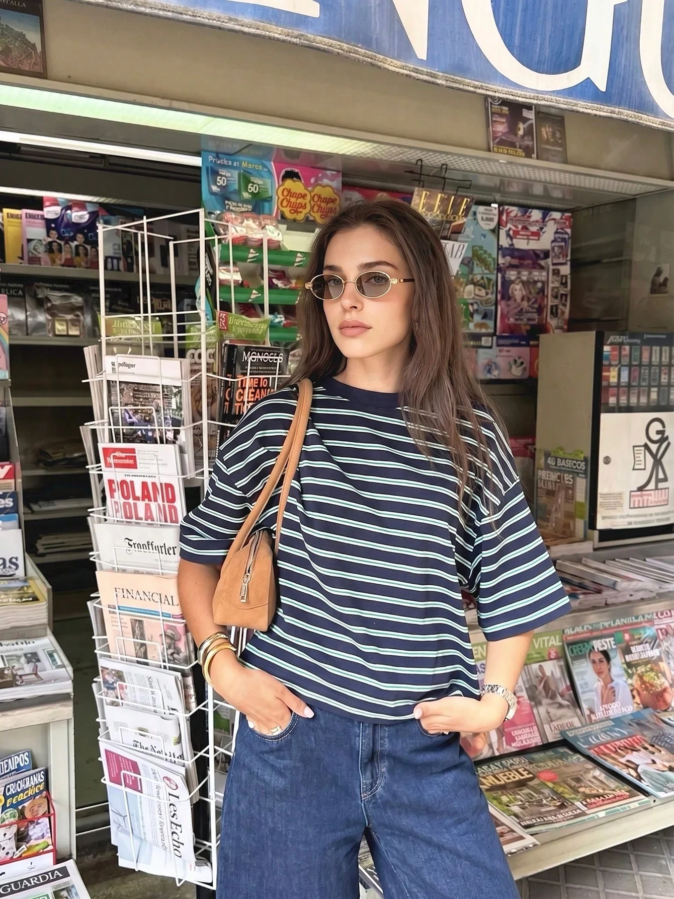 2026 Summer Women Quick Dry Breathable Navy Striped Cropped T-Shirt, Vintage Y2K Top for Back To School Vacation Beach Office