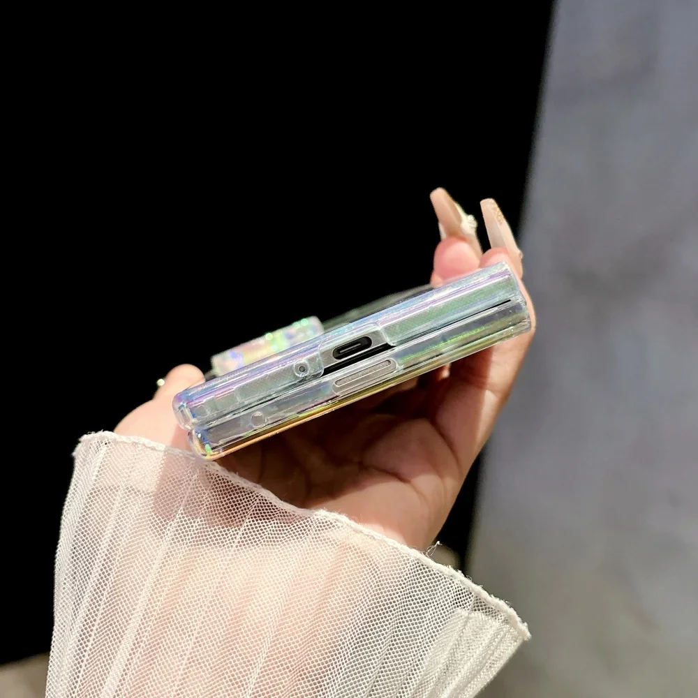 럭셔리 투명 아크릴 컬러 코팅 맥세이프 마그네틱 폰 케이스 삼성 Z 플립 폴드 7 6 5 4 3 무선 충전 커버