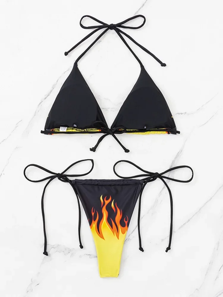 Сексуальные бикини с открытой спиной и принтом тай-дай, комплект из 2 предметов, женский купальник с высокой талией, пляжный стиль, разделенное бикини на шнуровке, 2024, новый летний комплект бикини
