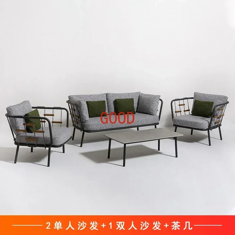 فناء في الهواء الطلق أريكة منسوجة ثلاثة مقاعد في الهواء الطلق كرسي الروطان شرفة الروطان الأثاث أريكة في الهواء الطلق مقاوم للماء والحماية من الشمس