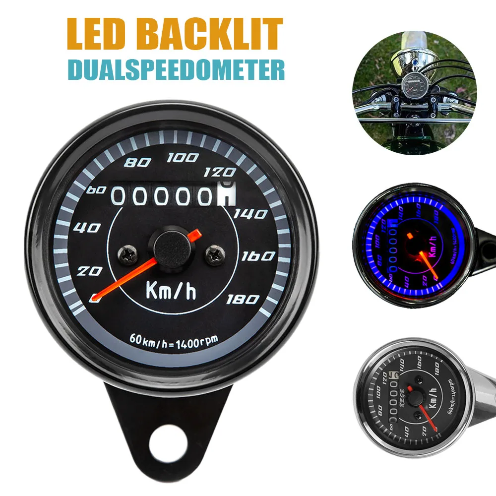 

Motorcycle Tachometers LED Light Universal Speed Meter Gauge Mile For Racer Motorbike Motorcycle Double Color Speedometer