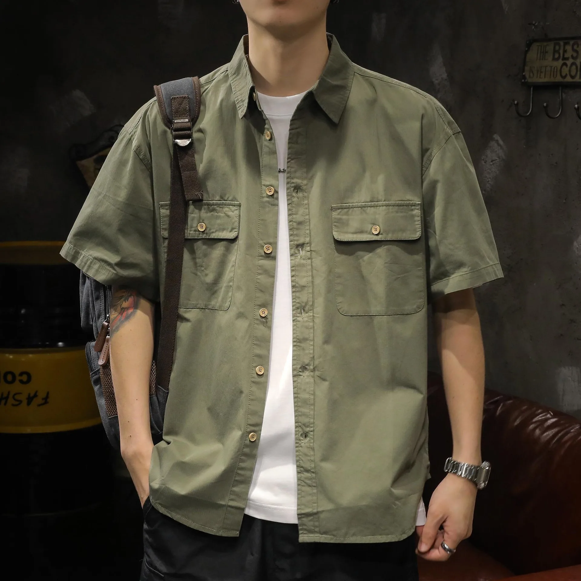 

Korean Popular Clothes Men's Linen Shirt Men's Black Shirt Summer Man Shirt Man Short Sleeve Shirt Summer Top