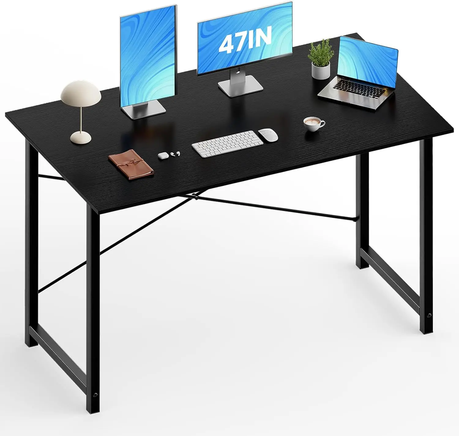 47-Inch Home Office Desk, X-Shaped Reinforcement Computer Work Table, Modern Writing Study Table
