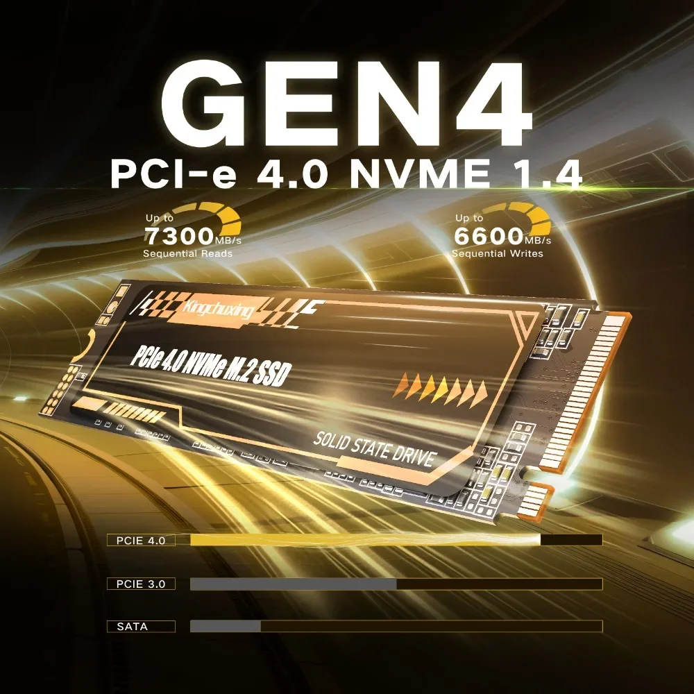 

Kingchuxing M.2 NVME Gen 4 Internal 512GB 1TB 2TB SSD HeatSink 7300MBS For PS5/MAC/PC