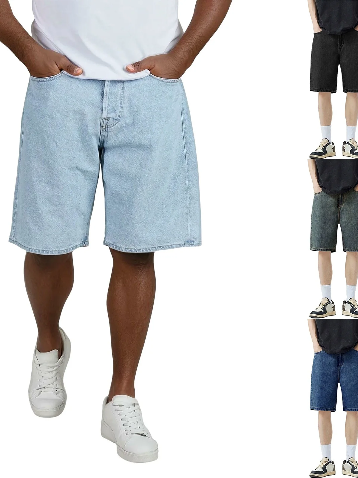 

Loose Five Quarter Cowboy Shorts Trendy Denim Shorts Men's Summer Citywalk Polyester Composite Elastic Fiber Micro Stretch