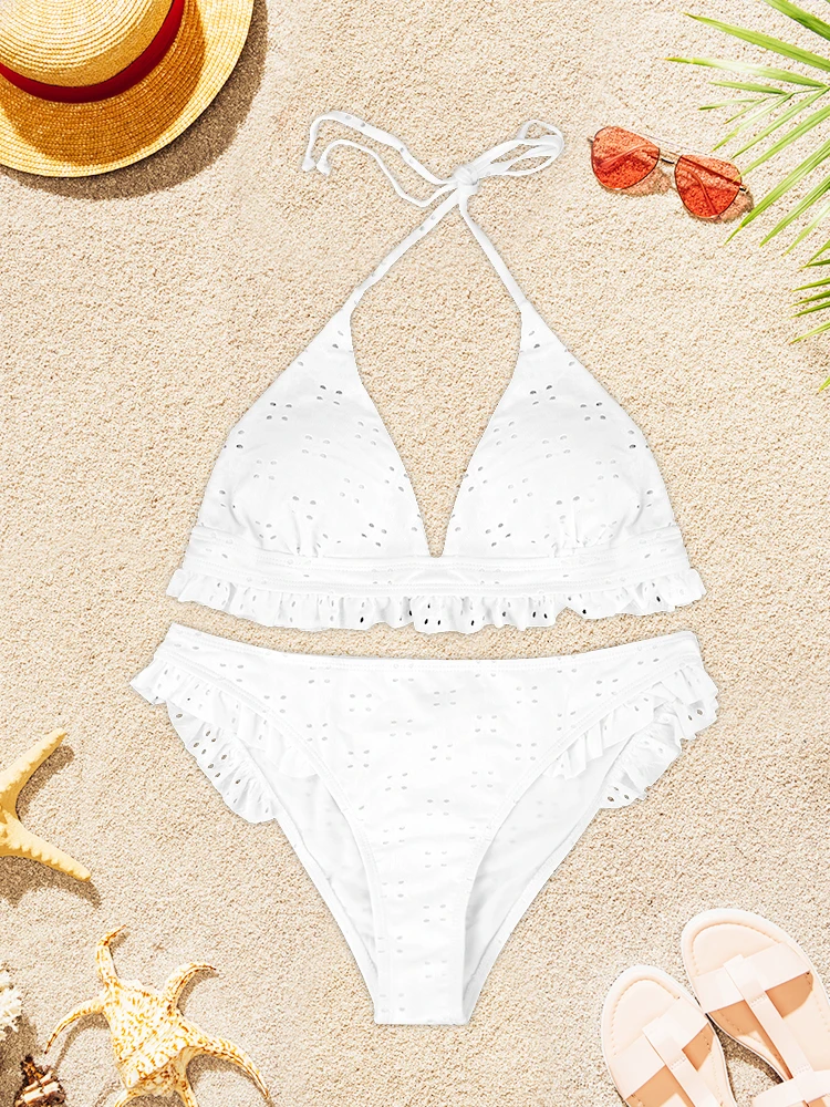 

2Pcs Women Lace Up Sexy Swimwear Backless Swimsuit Female Summer Beach Wear Hot Girl Underwear Panties Beach Vacation Set