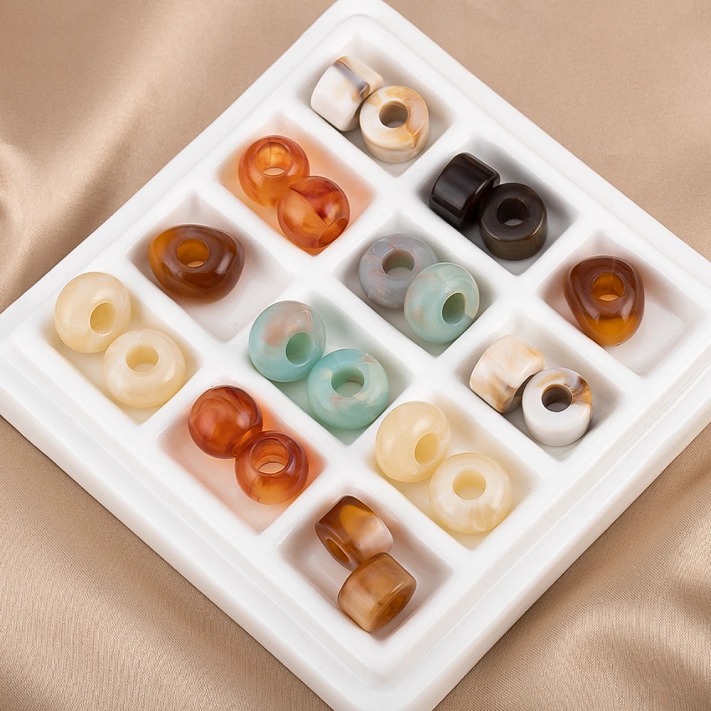 10 قطعة الخرز الاكريليك متعدد الشكل ثقب كبير الخرز المستديرة فضفاض خزر عازل لقلادة القرط DIY بها بنفسك مجوهرات اكسسوارات بالجملة #3