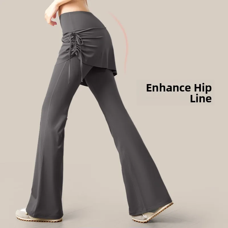 Taille haute cloche Bot pantalons de Yoga pantalons d'entraînement pour femmes été décontracté rue Sle pantalons longs fibre de Polyester 00%