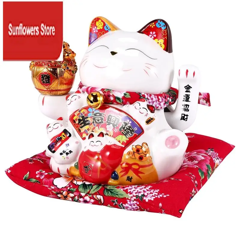 

ABRM-7 дюймов Beckoning Cat Maneki Neko Орнамент Фэн-Шуй Украшение Качели Lucky Cat