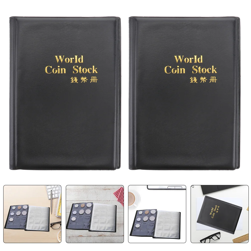 2Pcs Multi-grids Coin Collection Album Delicate Coin Protection Holder Coin Stock Gift Multi-grids Coin Book