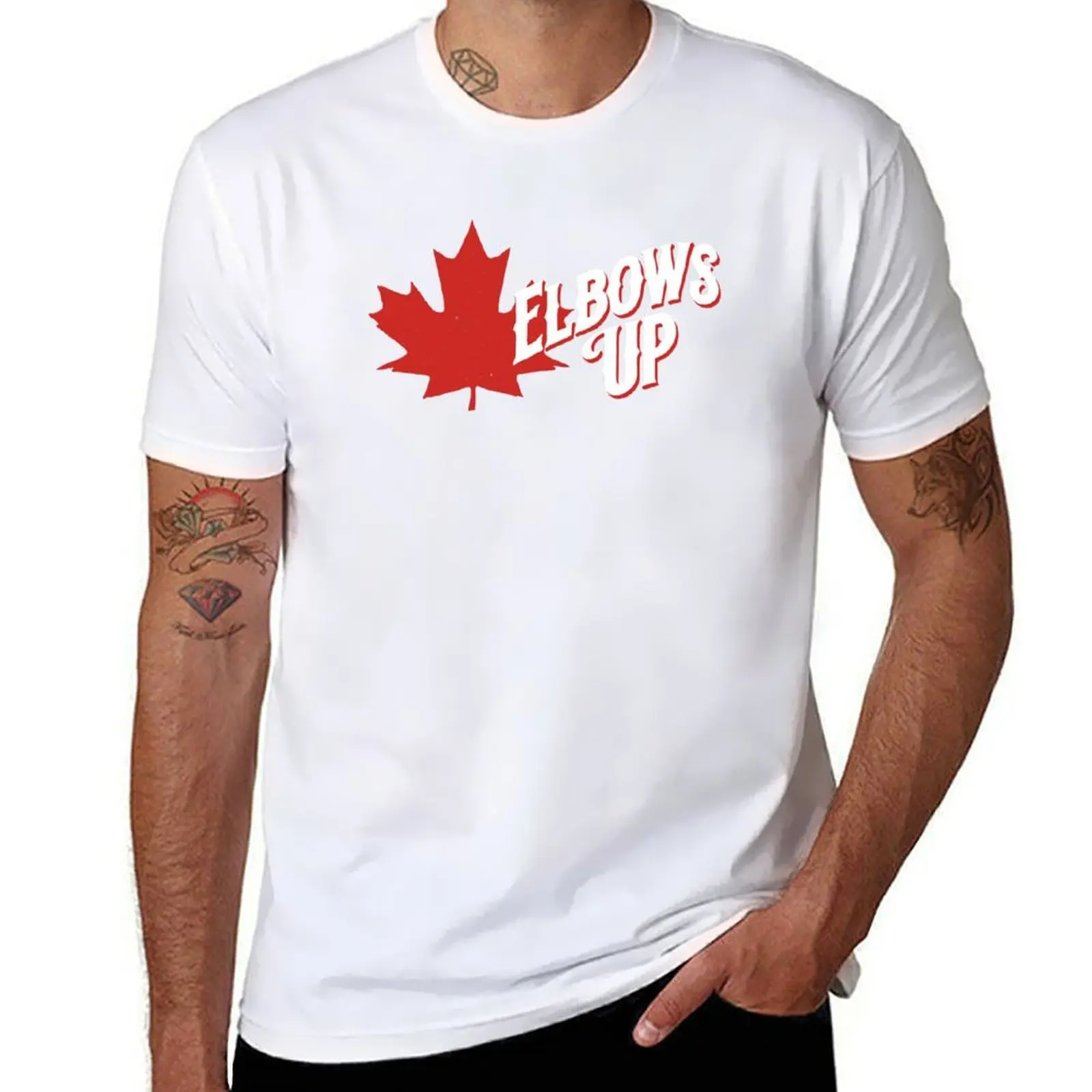 

Canadian Elbows Up T-Shirt mens graphic t shirts cotton tshirt 100% T-Shirt
