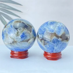 Natural Blue Kyanite Energy Meditation Crystal Ball Reiki Spiritual Massage Recovery Ball Degaussing Home Decoration Feng Shui G
