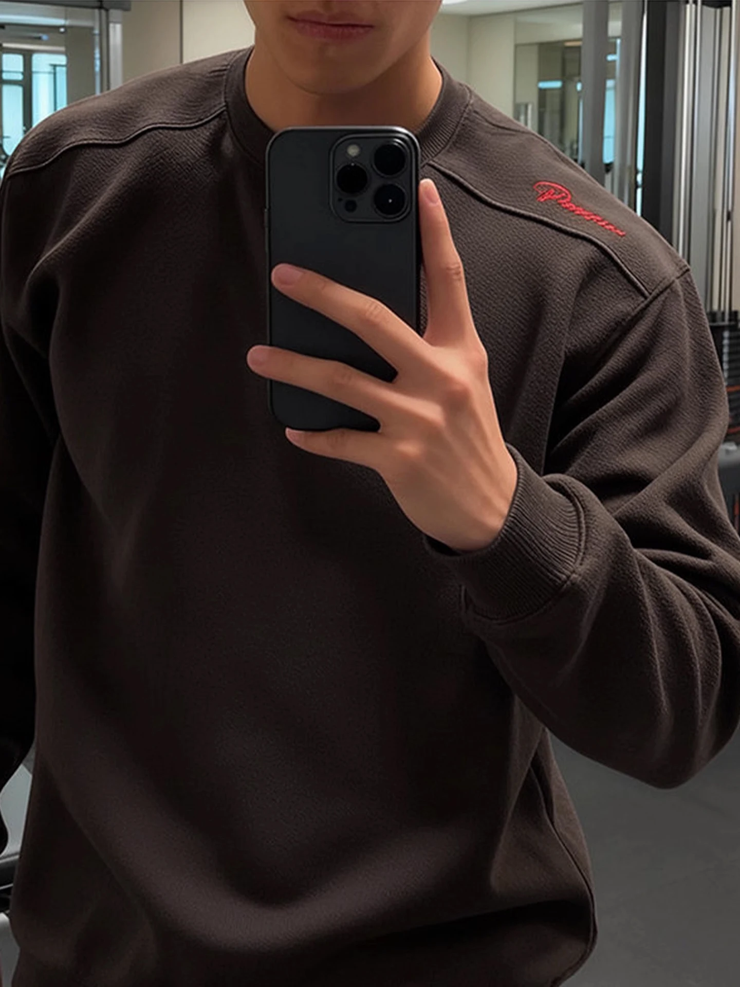 الرجال Bla العسل الأحمر التسمية المطرزة Fce هوديي طويل Sve رداء علوي غير رسمي مريح فضفاض صالح الشتاء قاعدة طبقة irt