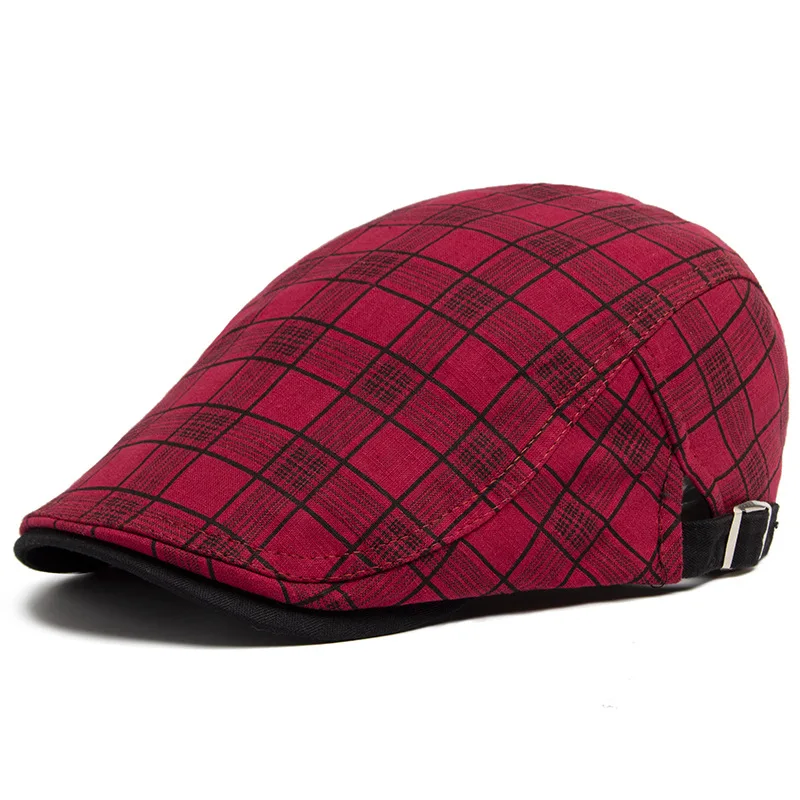 Autumn Fashion Checked Hats Men's Tartan Berets Vintage Duckbill Caps Women's Casual Forward-Flap Hats Winter Newsboy Caps