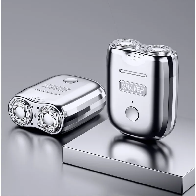 ماكينة حلاقة كهربائية صغيرة مغناطيسية مزدوجة الرأس سرعتين شحن USB ماكينة حلاقة كهربائية محمولة للرجال مع شبكة شفرة منحنية مزدوجة الحلقة