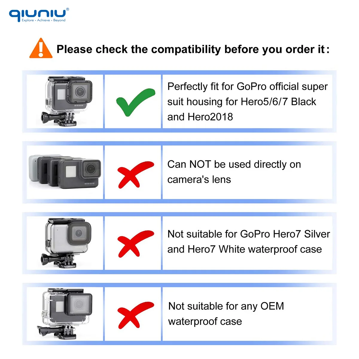 QIUNIU GoPro Hero 5/6/7 Black Red Filter Kit