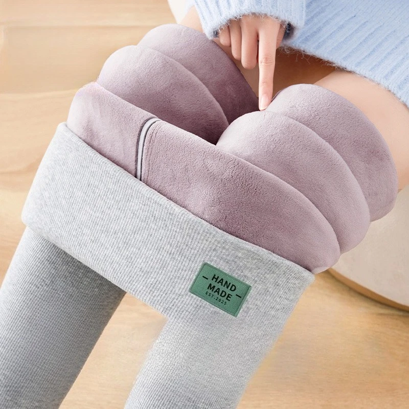 Damen-Leggings mit Thermo-Fleece-Futter, hohe Taille, nahtloses Design mit leichter Plüsch-Innenseite, schwere Wärmehose