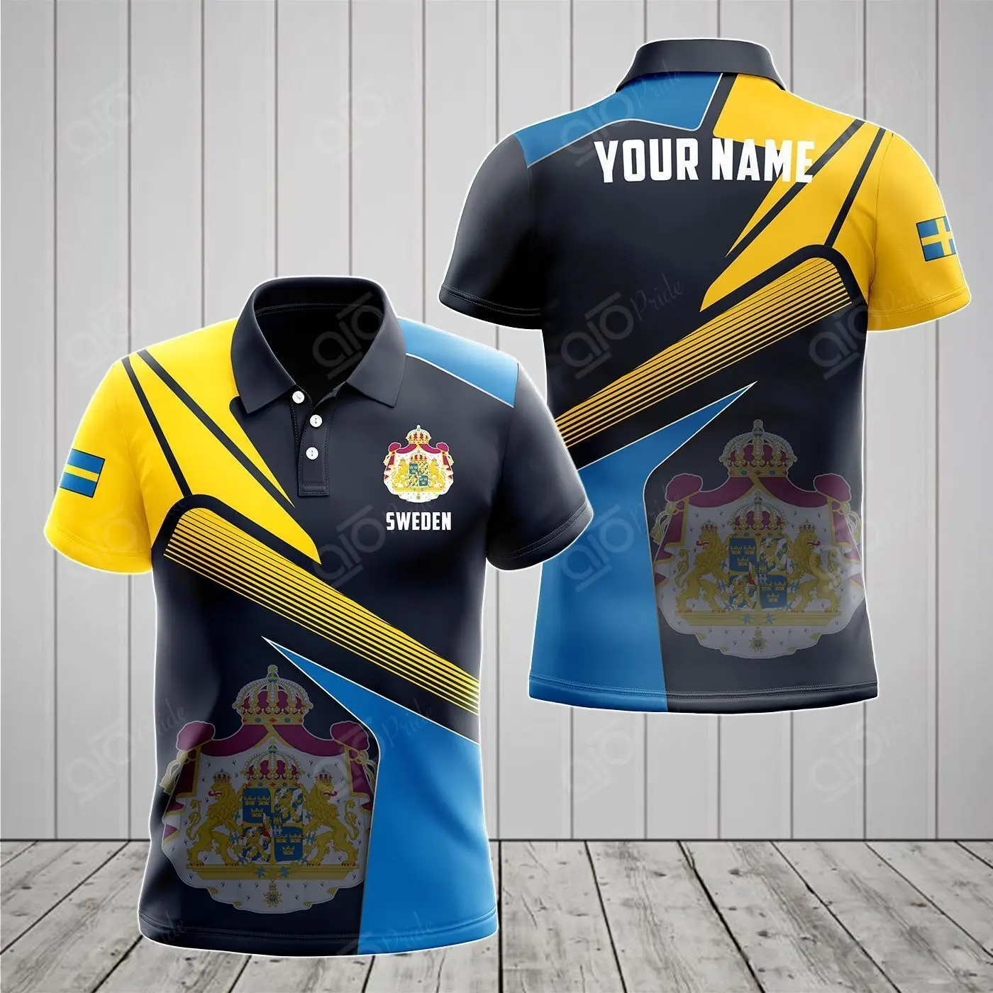 Custom Name Sweden Flag Paw Graphic Polo Shirt Summer Casual Boys Fashion Pullover Loose Cool Jersey Fast Dry Home Clothing