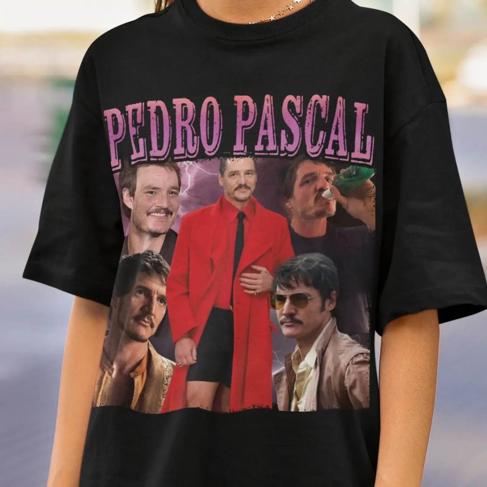 Retro 90s Pedro Pascal T Shirt Actor Javier Pena Narco Fans Casual Oversized Celebrity vintage Washed homme streetwear Slightly