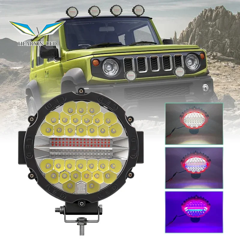 

7 Inch round LED Light Pods Offroad Lights 9V-36V Spot Flood Combo Work Lights for Trucks Tractors SUVs RVs ATVs UTVs Boats