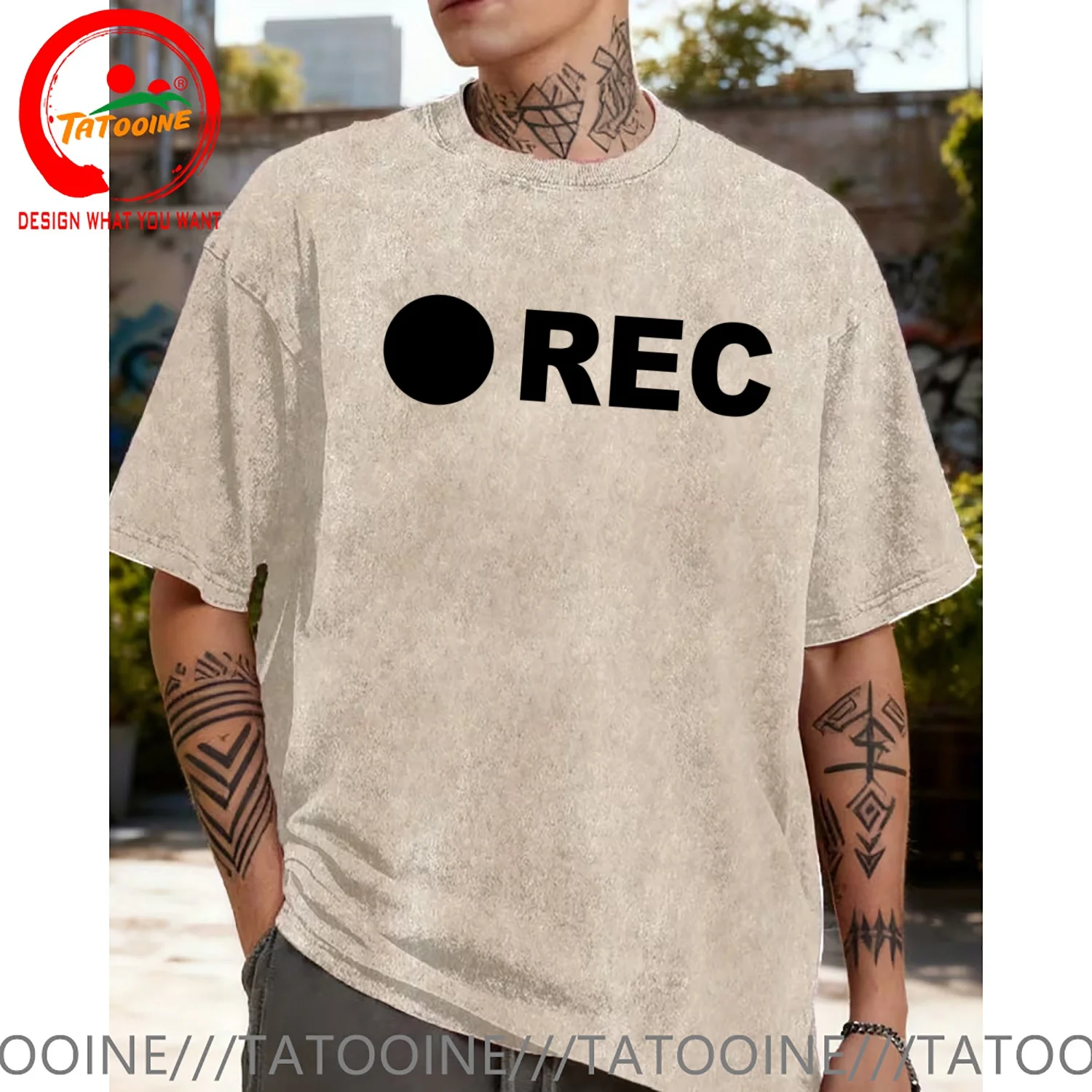 Funny Design REC Printed Essential Wardrobe  Shirt Men Fashion Trendy Casual Clothing Stylish Tops Tee Shirt Leisure Tshirt