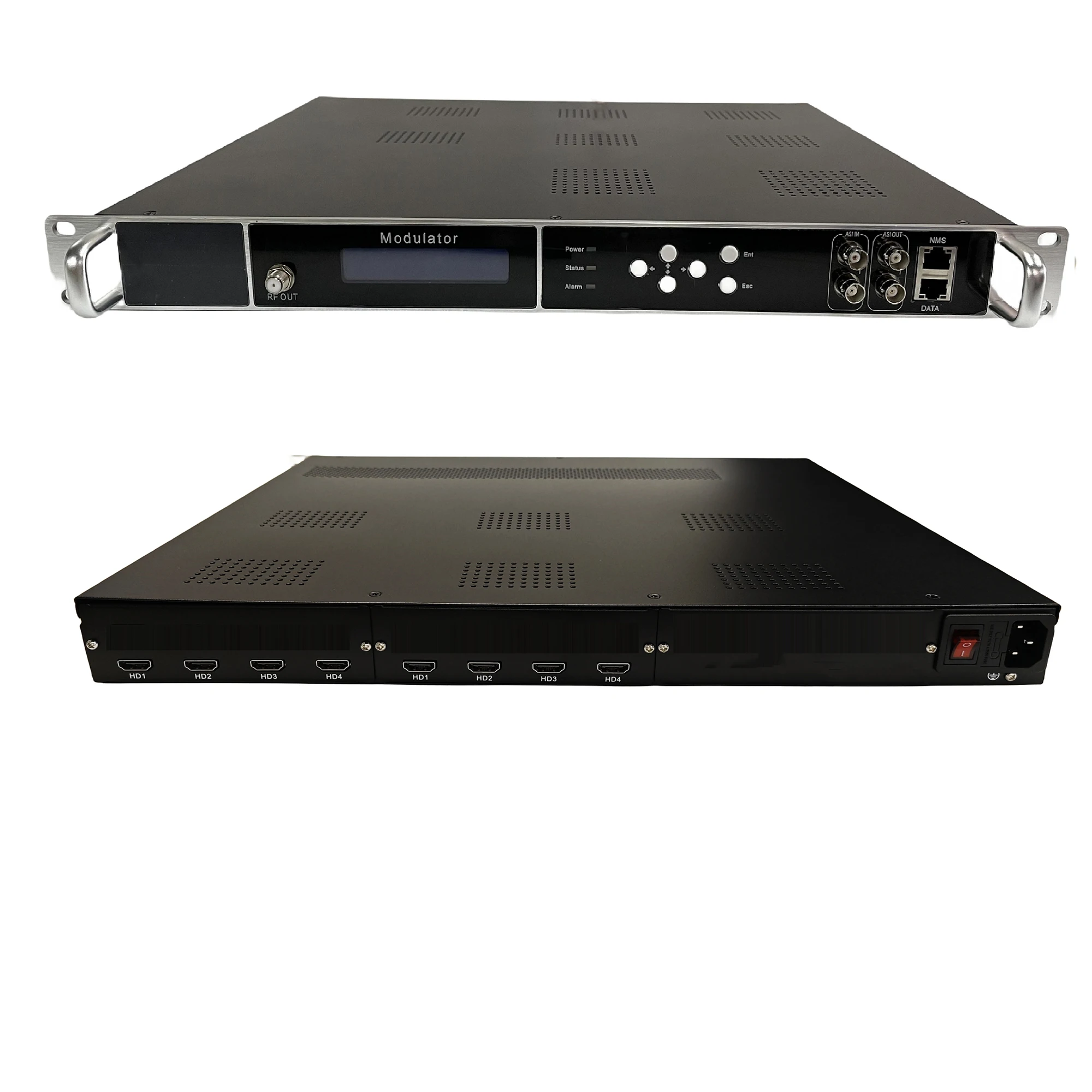 24 16 12 8 Modulador codificador de audio/vídeo multicanal HD a RF H264 IP ASI a RF DVB-T DVB-C ATSC ISDBT Modulador