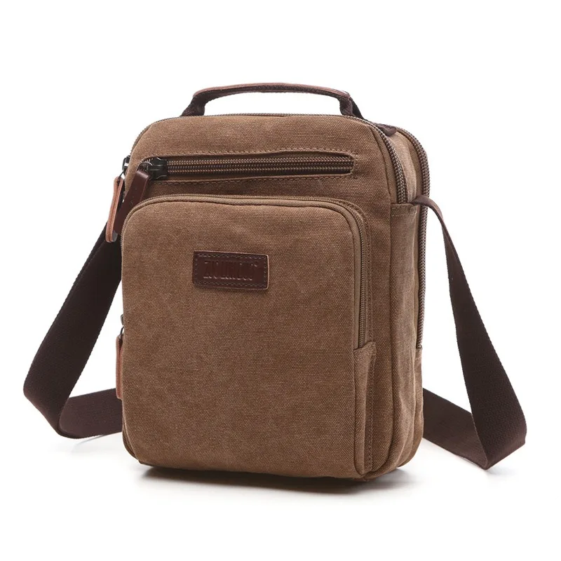 Nesitu High Quality Vintage Casual Durable Black Coffee Khaki Blue Green Canvas Women Men Shoulder Messenger Bag M8844