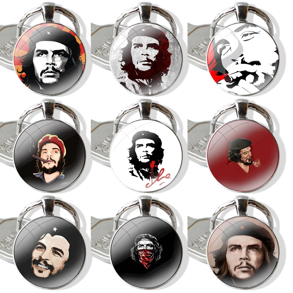 Che Guevara 25mm Glass Cabohcon Keychain Key Rings for Women Men Jewelry Gift