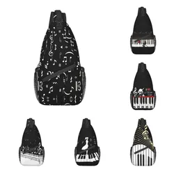 Music Note Design Crossbody Sling zaino uomo Custom Fashion Piano Keys borsa a tracolla per ciclismo campeggio Daypack