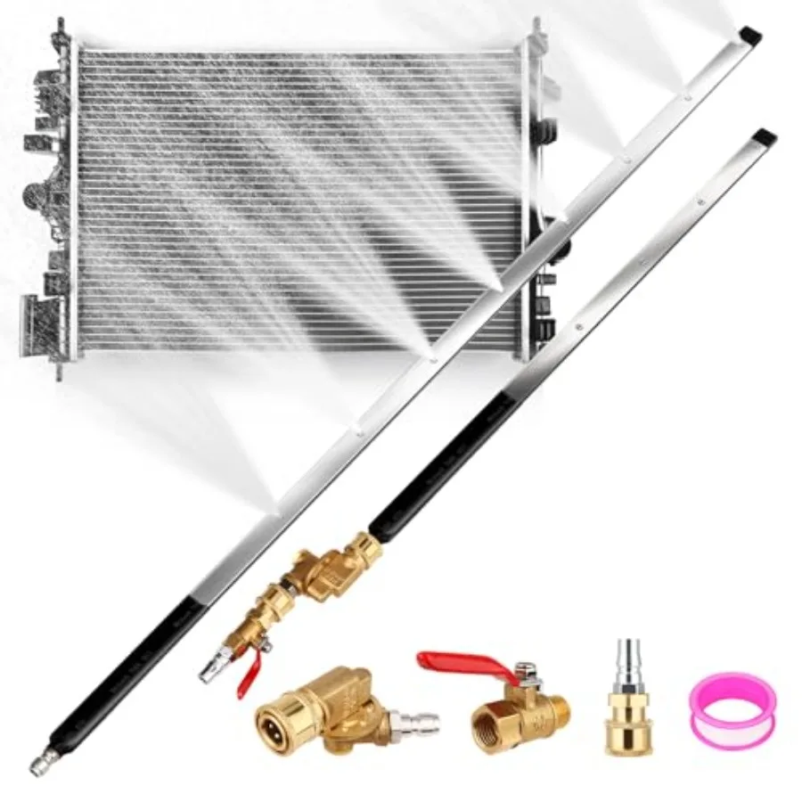 

48" and 24" Radiator Cleang Wand t 8 Nozzle Tips Prure Waser Wand wit Adapter t Water Air Cleang Wands for Cars Trucks Trailers