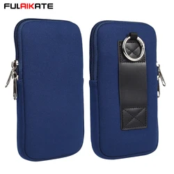FULAIKATE Elastic Nylon Phone Bag for iPhone 16 Pro Max Waist Pouch Sleeve for Samsung S24 Ultra S22 Ring Universal Neck Holster