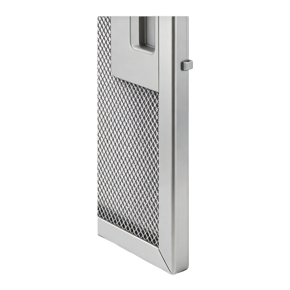 Five layer aluminized steel filter tailored for use in standard sized cooker hood units measuring around 400 x 300 millimeters