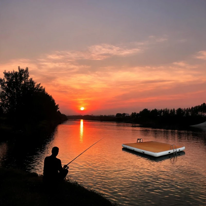 Factory Custom Inflatable Pontoon Water Island Patio Yacht Dock Platform Inflatable Sea Raft Jet Ski m Docks with Pump