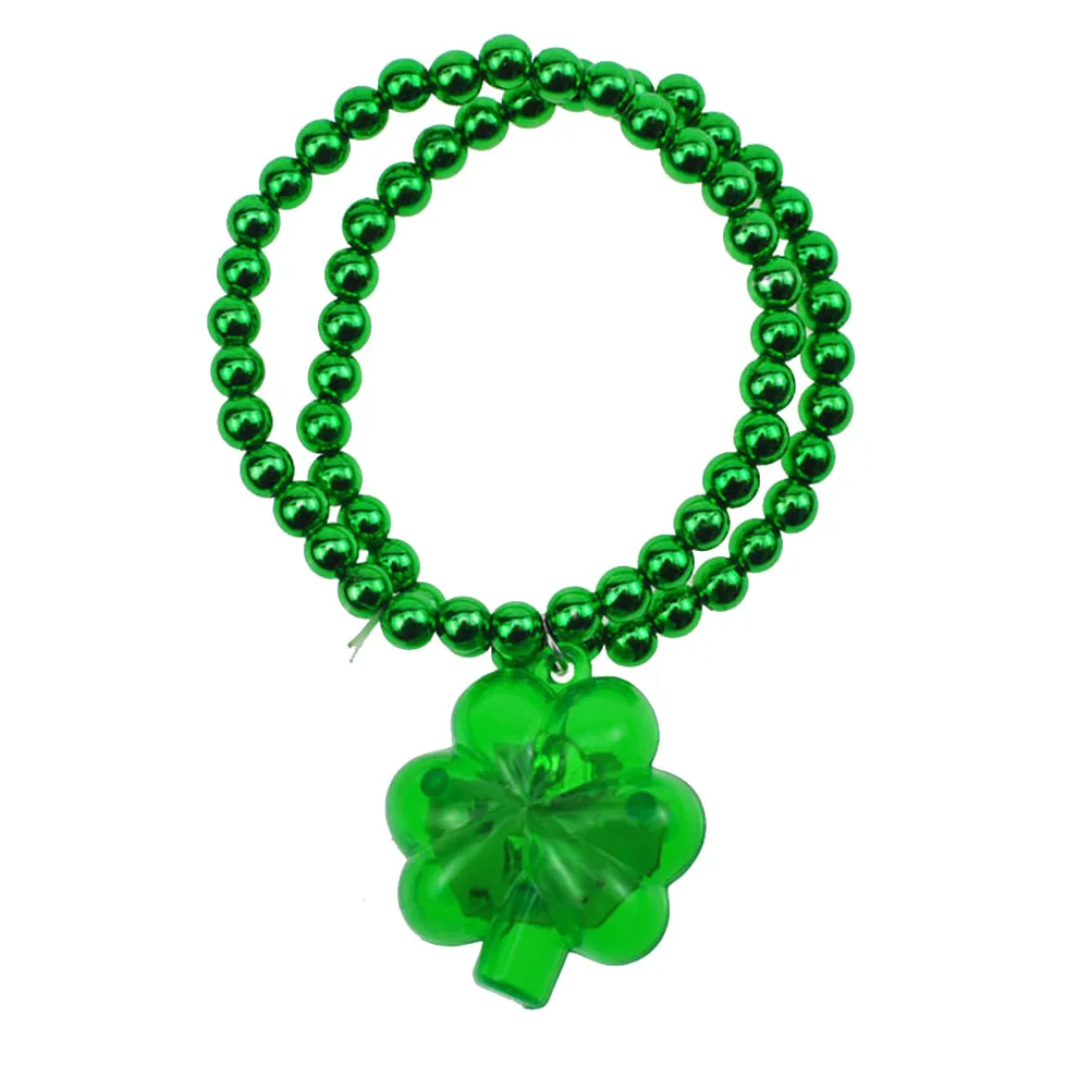 

St Patricks Day Beads Bulk Clover Bracelet Wrist Band Party Shine Green Glowing Straps
