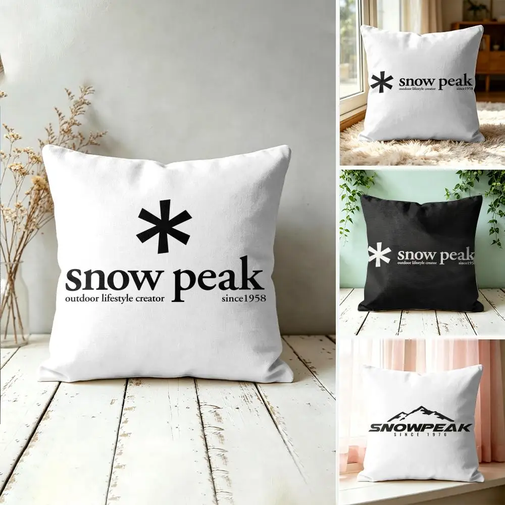 Outdoor S-Snows Peak-logo Cushion Cover Square Short Plush Pillow Case Living Room Sofa Home Decor Funda 40X40