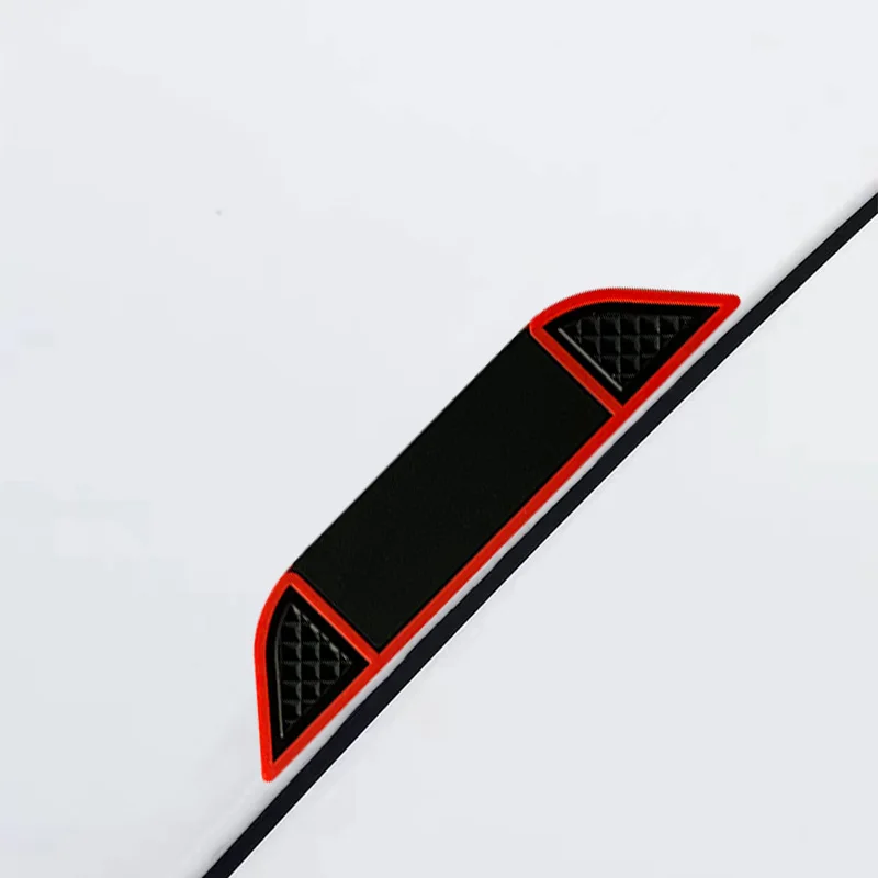 4-piece set of car door anti-collision strips, anti scratch and collision car stickers with red edges, black and red devil eyes