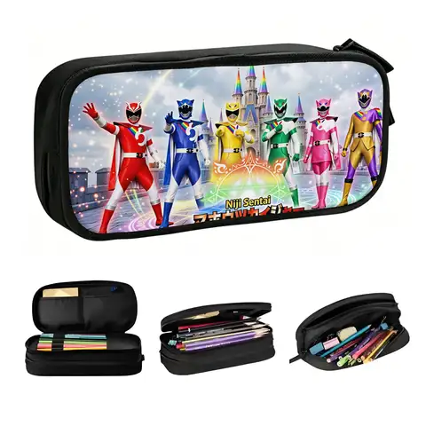 Mahou Yellow Super Sentai Mahou Green Pencil Cases for Girl Boy Large Storage Mahou Blue Mahou Pink Pen Box Bag School Supplies