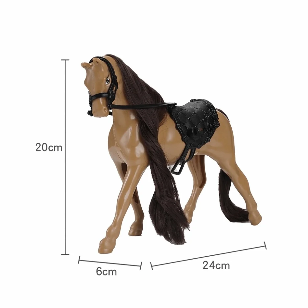 New PVC Horse Figurine Removable Saddle Movable Head Horse Model Long Mane Pony Figurine Dollhouse Scenes