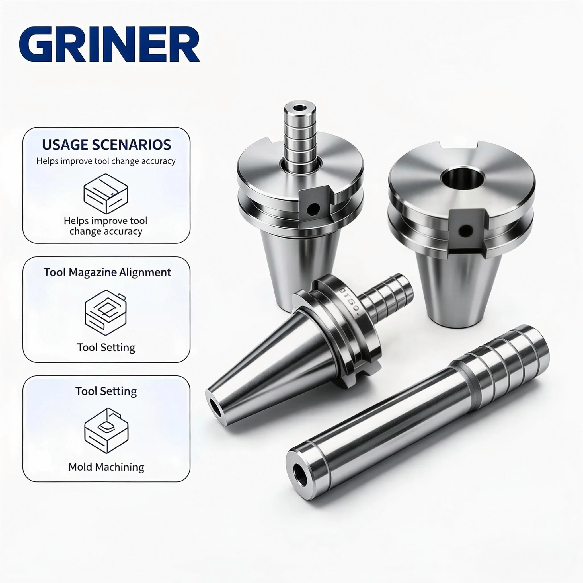 GRINER Three‑Point Combination ATC Alignment Tool BT30 BT40 ISO20 HSK63 Tool Magazine Calibrator For CNC Machining Center