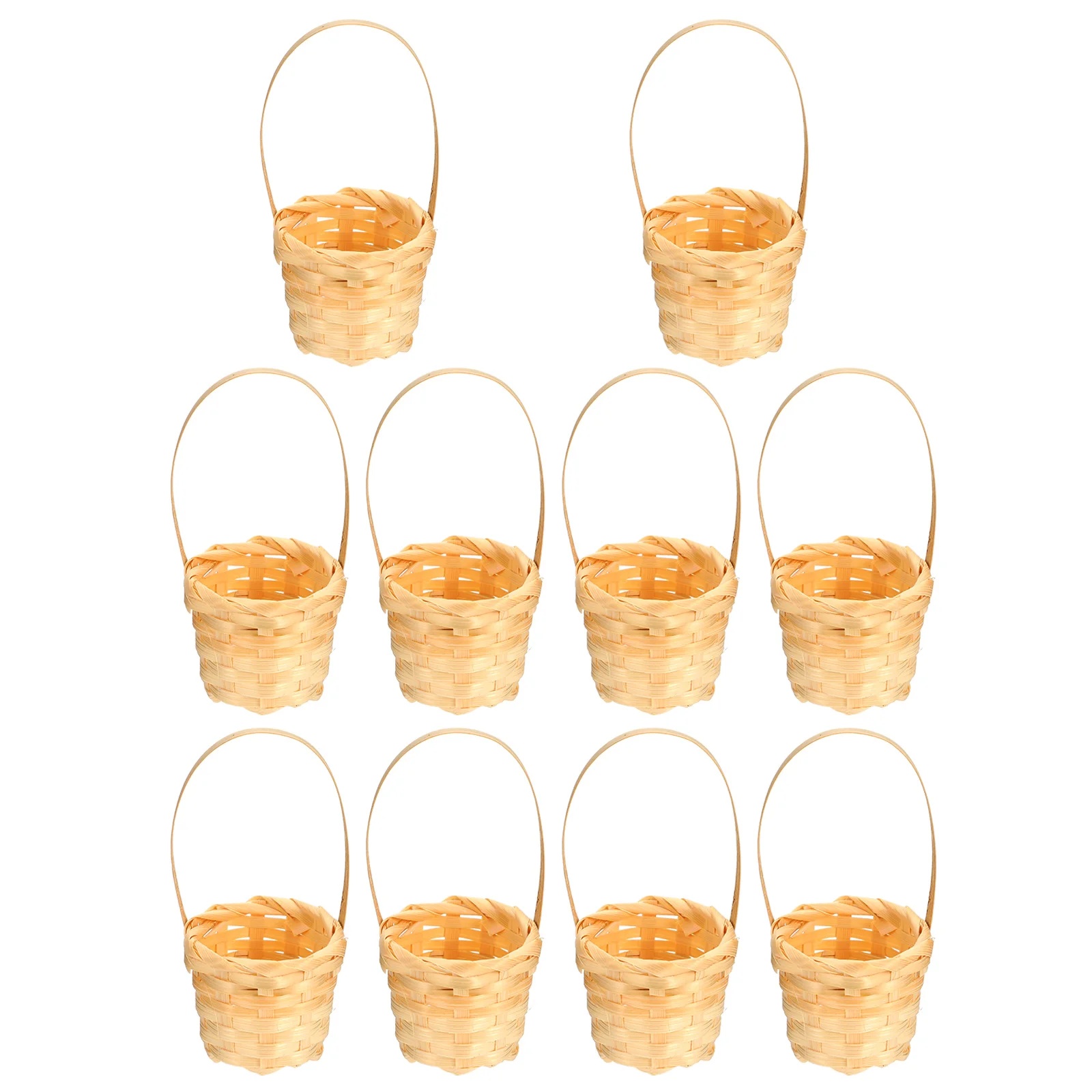 10Pcs Bamboo Woven Flower Storage Baskets Miniature Basket Hand-Woven Flower Basket Multi-Functional Basket Storage Holders