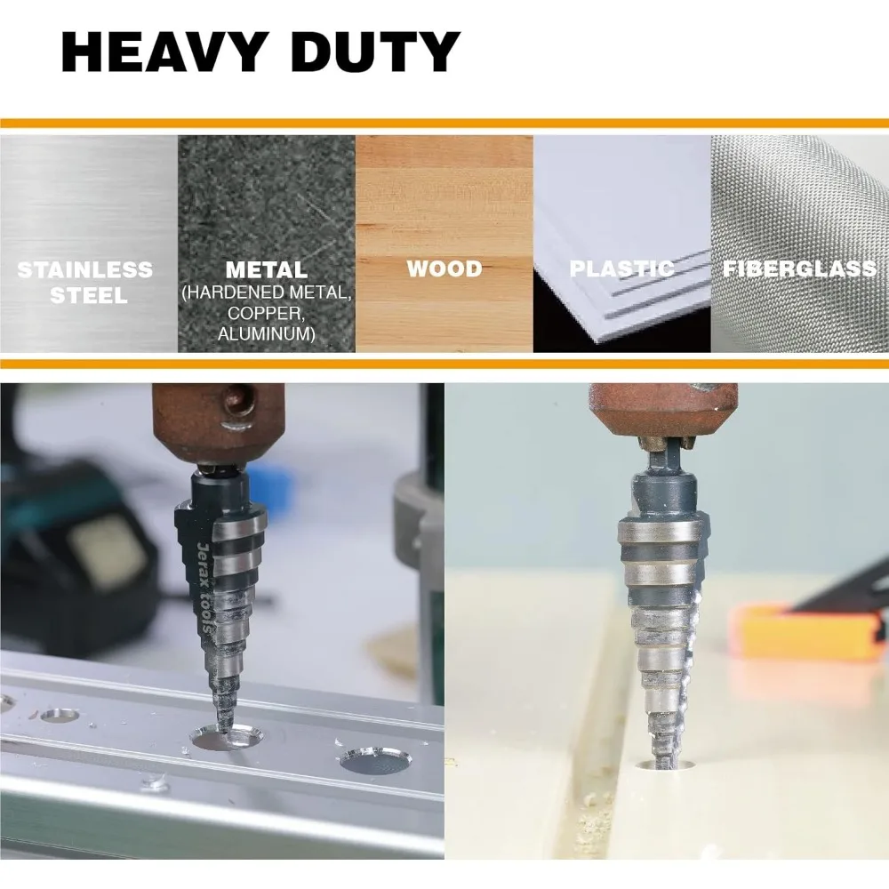 Набор ступенчатых сверл из высокоскоростной стали (HSS) от 3/16 до 7/8 дюймов для металлических и алюминиевых материалов