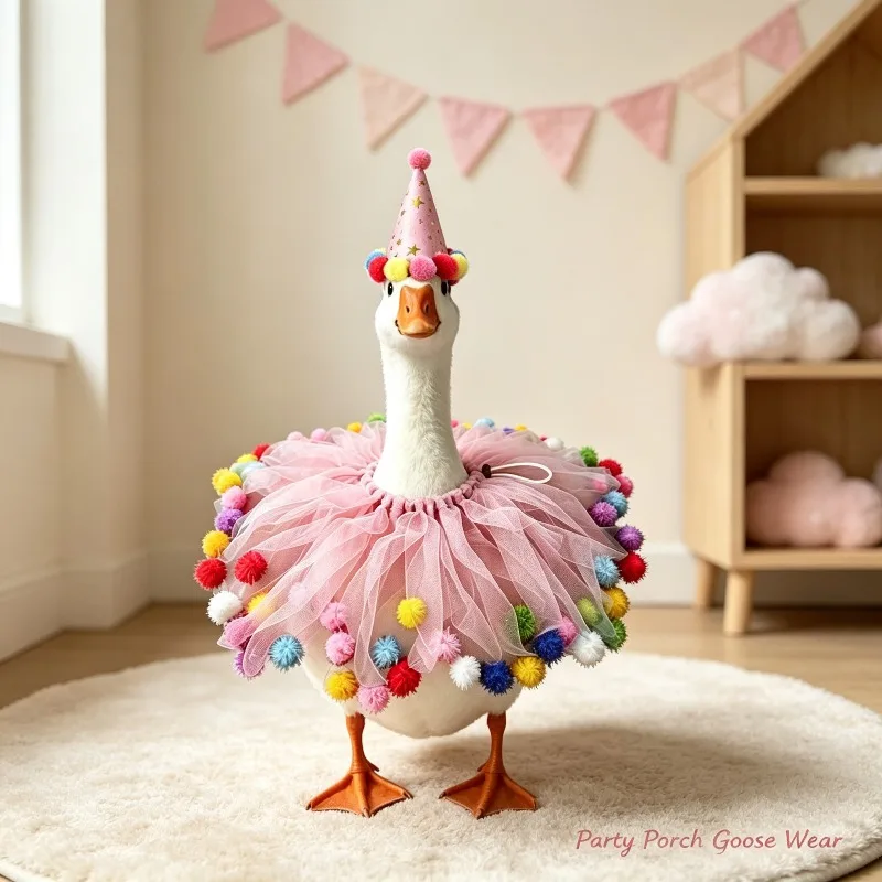 Goose Statue 23 Inch Birthday Outfit Set With Party Hat And Scarf For Porch Garden Decoration No Goose Included