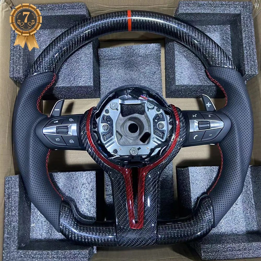 

Red Carbon Fiber Flat Bottom M Sport Steering Wheel For BMW F10 F11 F12 F20 F21 F22 F30 F31 F32 F33 F34 F36 M3 F80 M4 F82 M5 F90