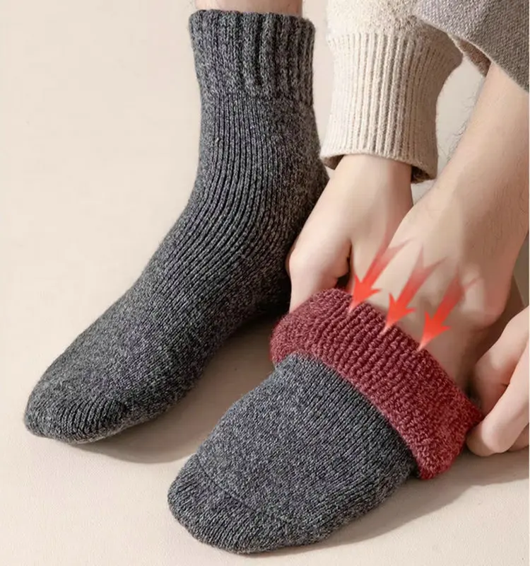 5Pairs Winter Woolen Merino Socks Super Thick for Men Towel Thermal Warm Sport Socks Cotton Male's Cold Snow Boot Terry Sock