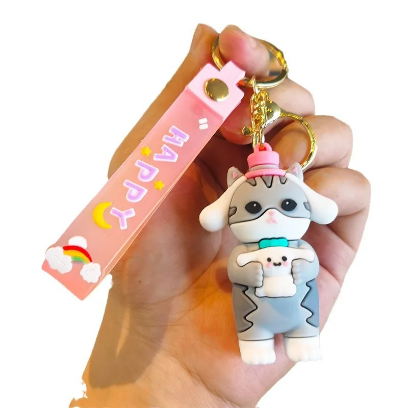 Mofusand X Sanrio Shark Cat Cos Sanrio พวงกุญแจ Kuromi Cinnamoroll ตัวเลขตัวละครของเล่นเครื่องประดับตุ๊กตาแฟนเด็กของขวัญ Key Ring