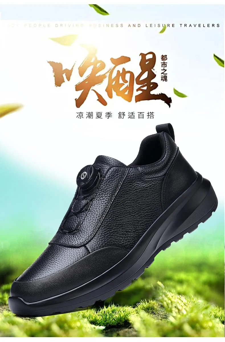 Sportliche Freizeitschuhe für Herren mit Automatikschnallen, bequeme Pendler-Schuhe, mehrlagiges Rindsleder, höhenvergrößerndes Innendesign – Detail 6