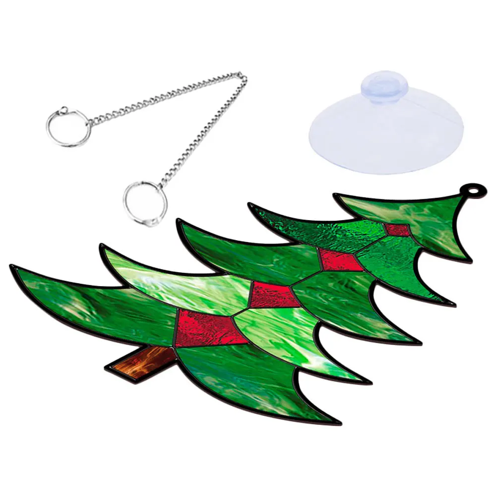 

Christmas Acrylic Pendants Tree Shaped Hanging Ornaments Clear Printing Realistic Texture Window Door Decoration
