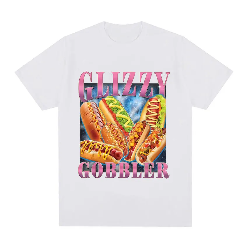 Glizzy Gobbler Funny Hot Dog Meme Graphic T-shirt Men Women Humor Style Short Sleeve Tee Shirt Fashion Oversized Cotton T Shirts