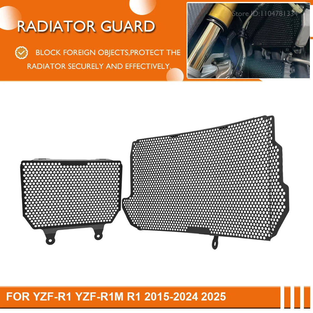 Motorcycle Radiator Grille Guard Oil Cooler Protect Grill Cover For R1 2015 2016 2017-2021 2022 2023 2024 2025 YZF-R1 R1M YZFR1M
