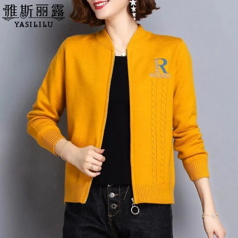 Sweter z dzianinowym kardiganem damski wczesna jesień 2025 nowa wiosenna jesienna kurtka luźna uniwersalna bejsbolówka